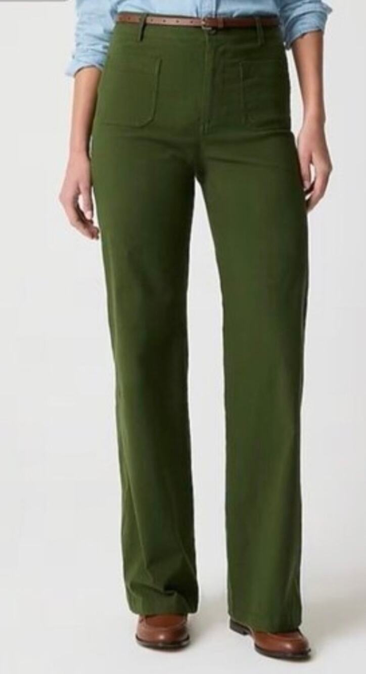 J. Crew Factory Petite Lizzie High-Rise Patch-Pocket Wide-Leg Pant Size 33P NWT